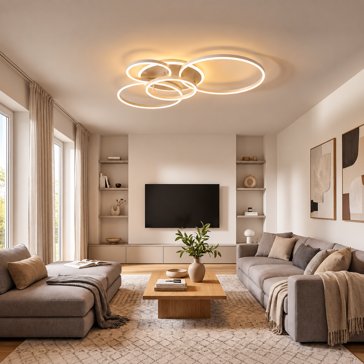 Interlocking LED Ring Ceiling Light – Geometric Ceiling Lighting
