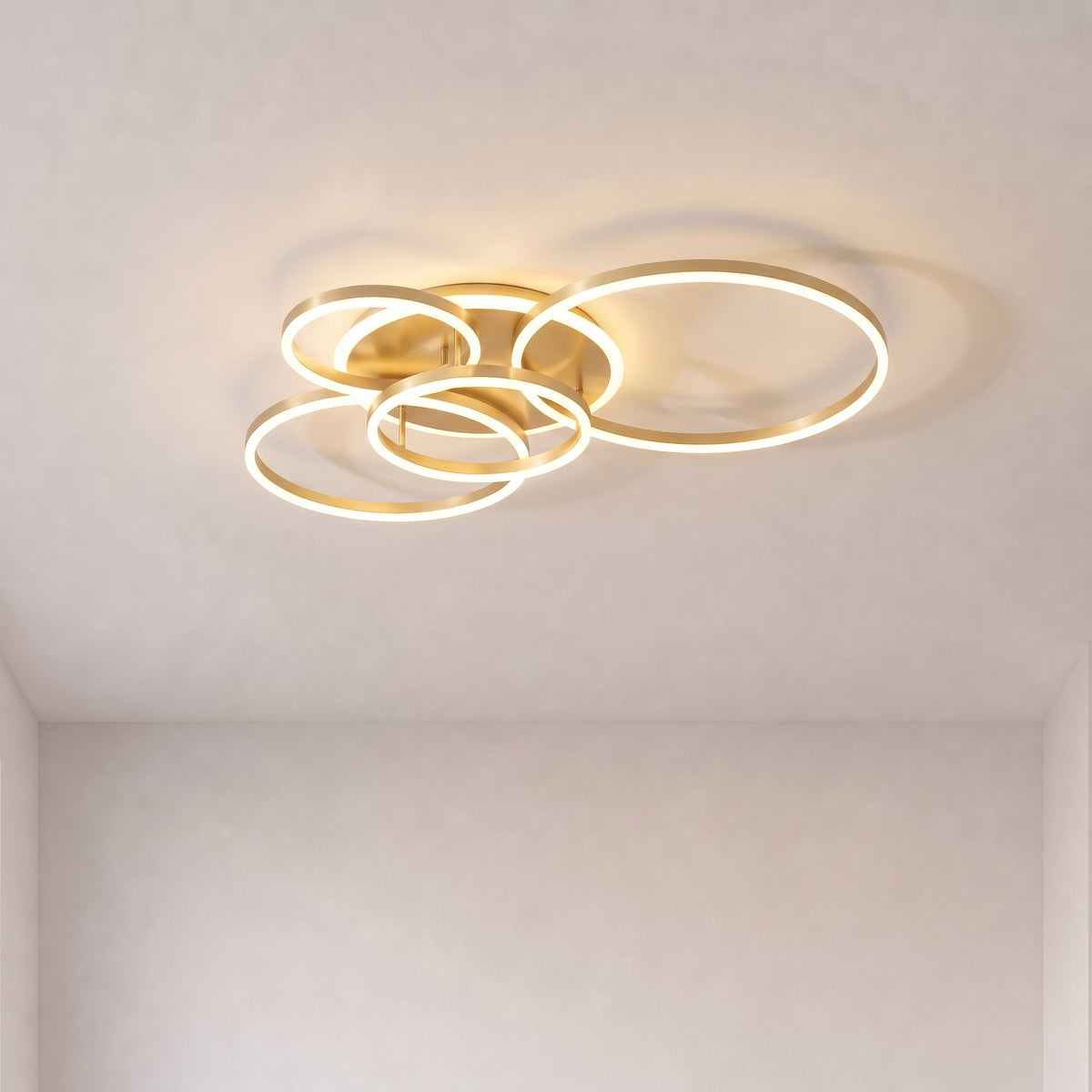Gold Interlocking Ring Ceiling Light – Geometric LED Lighting