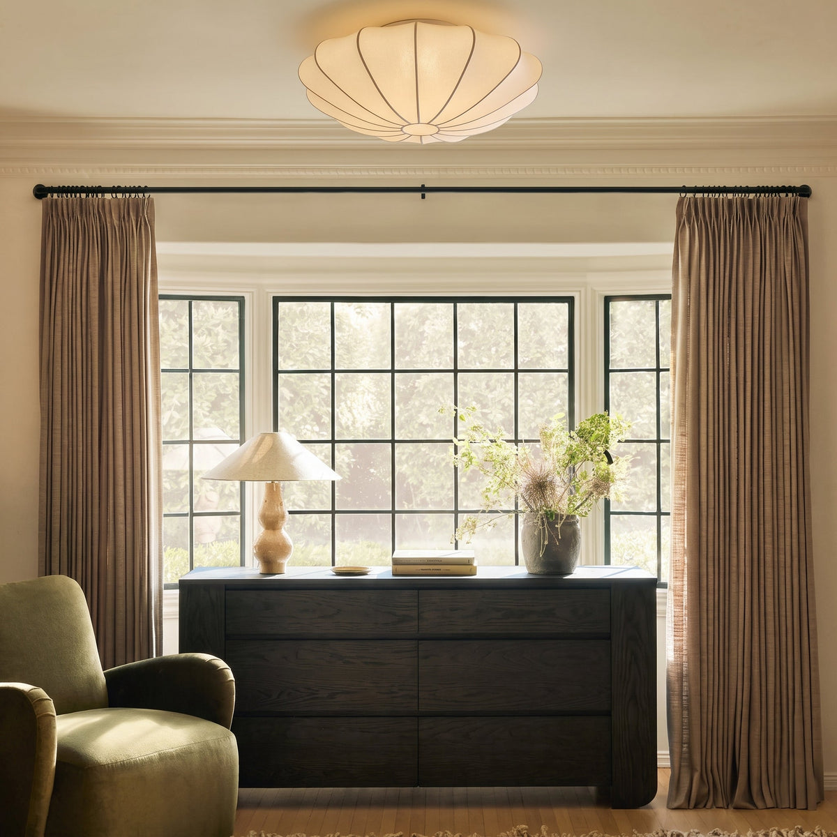 Silk Fiber Ceiling Light – Modern Sculptural Flush Mount Lighting
