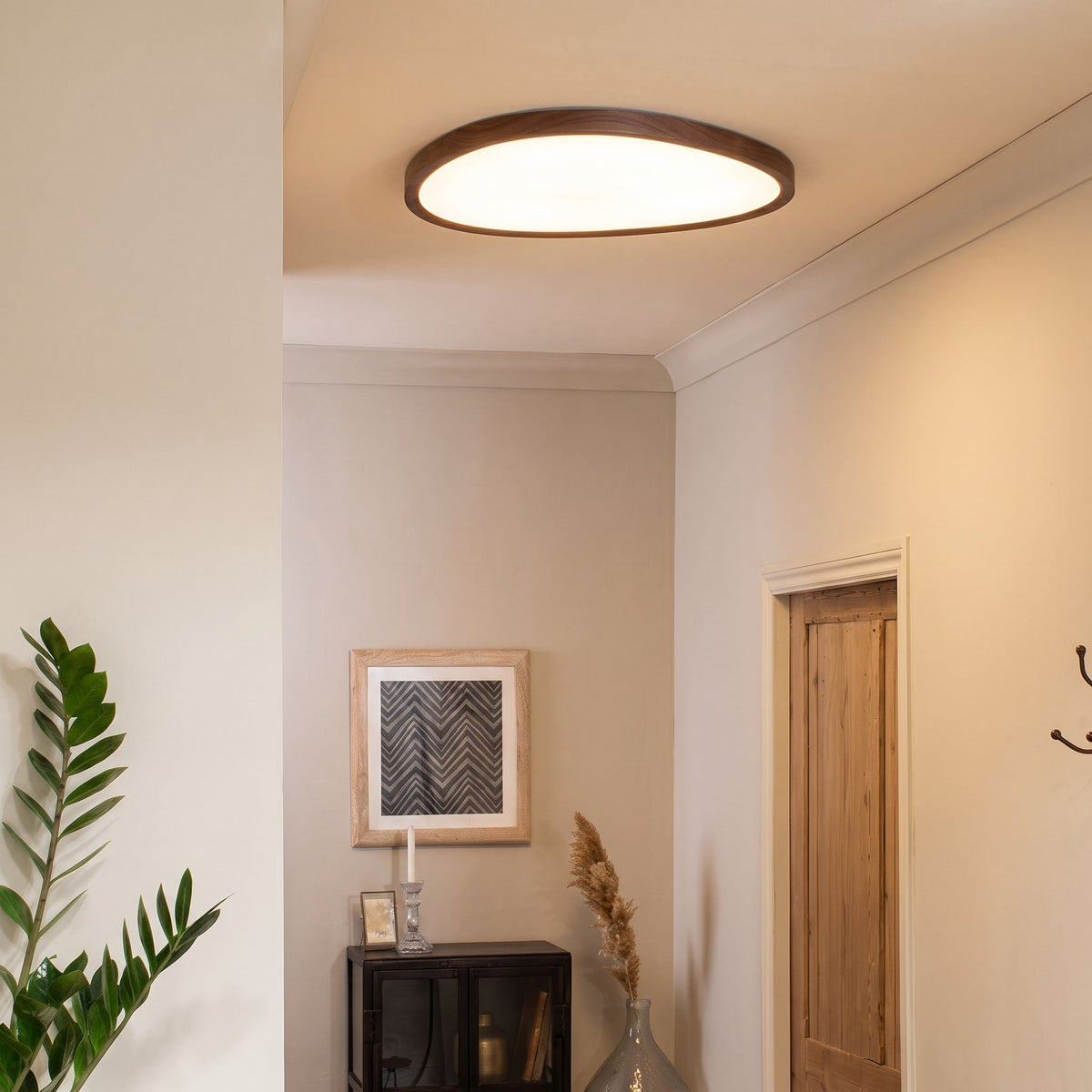 Ultra Thin Dark Wooden Ceiling Light – Modern Scandinavian LED Lighting
