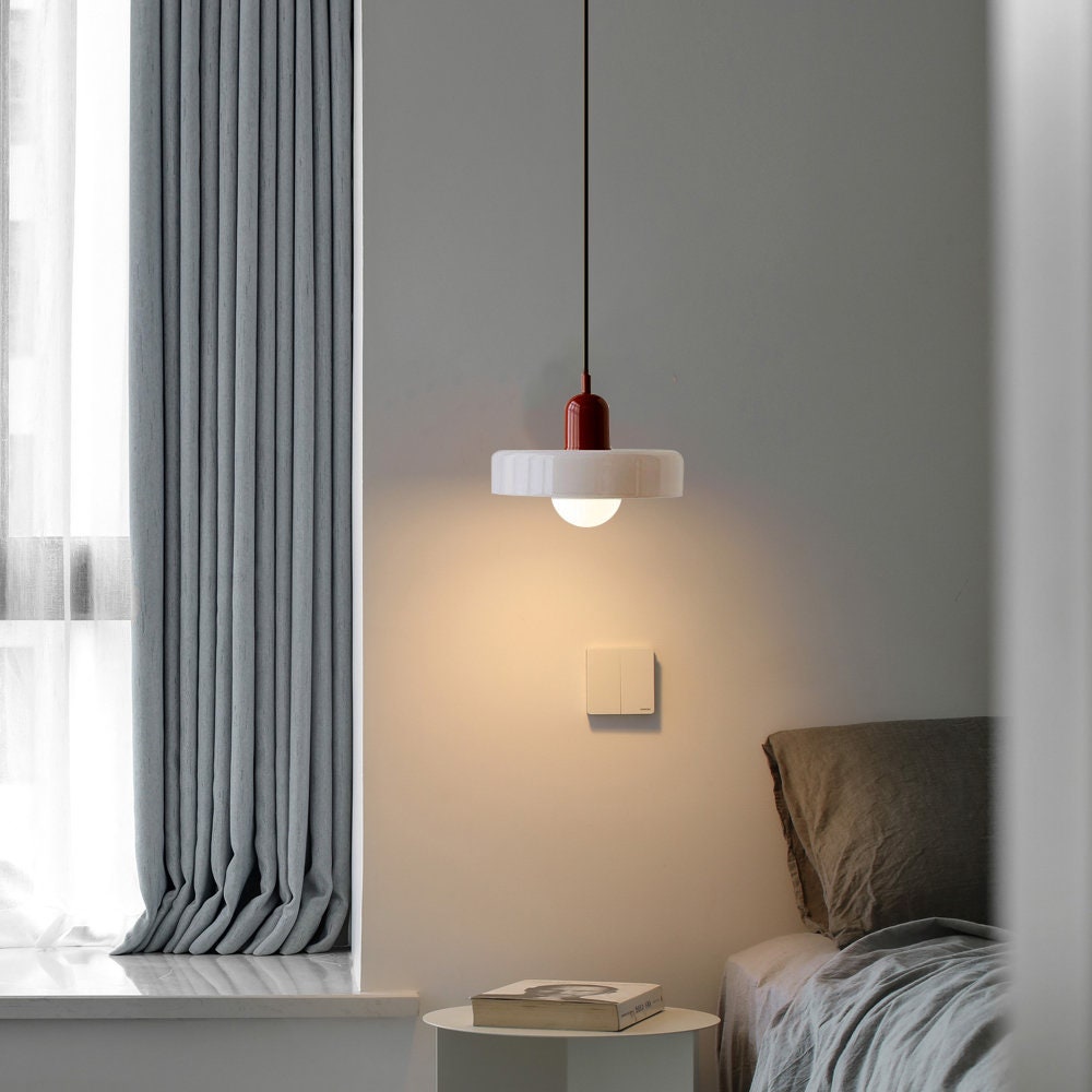 Bauhaus Colored Glass Pendant Light – Retro Modern Hanging Lighting