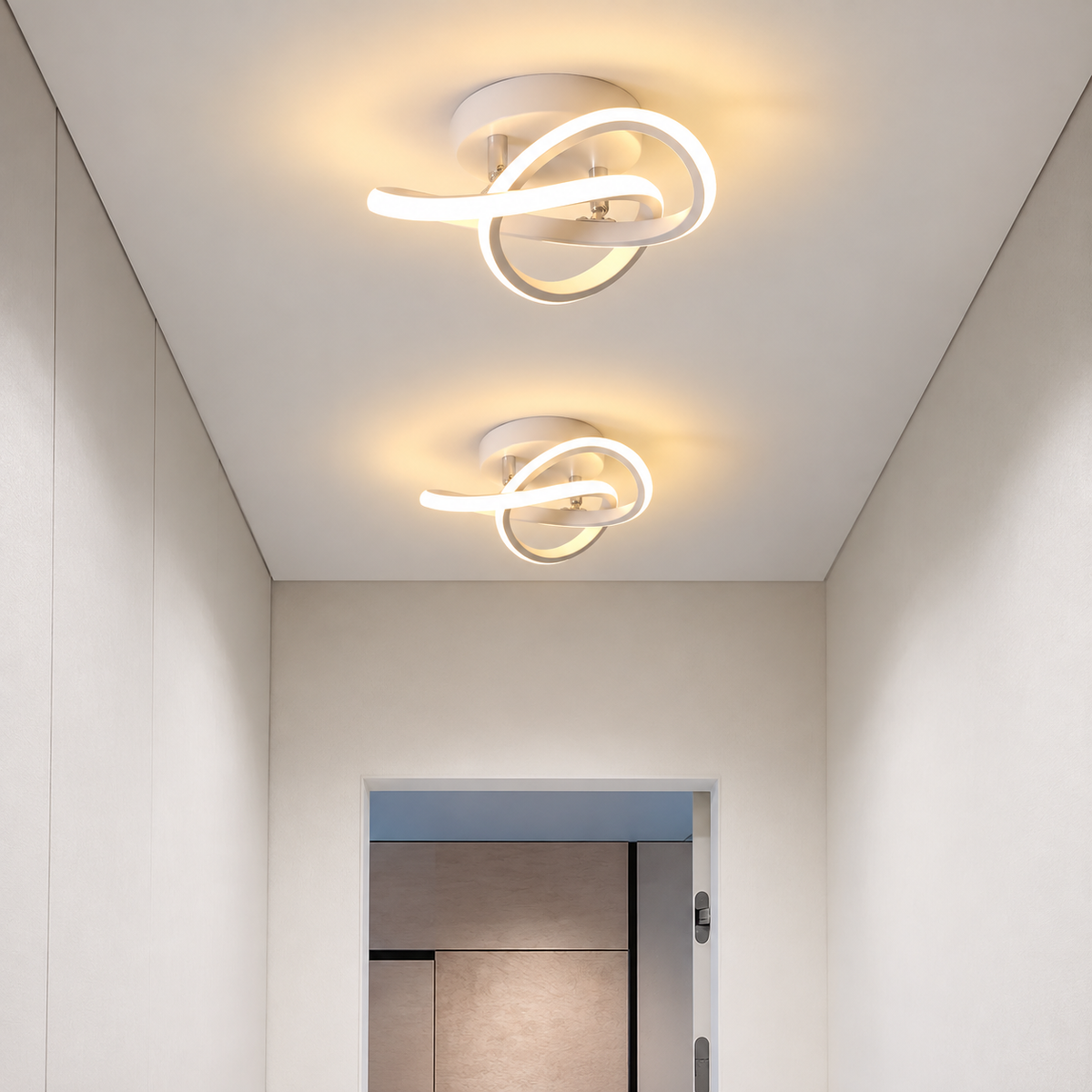 Curved LED Ceiling Light – Sculptural White Lighting