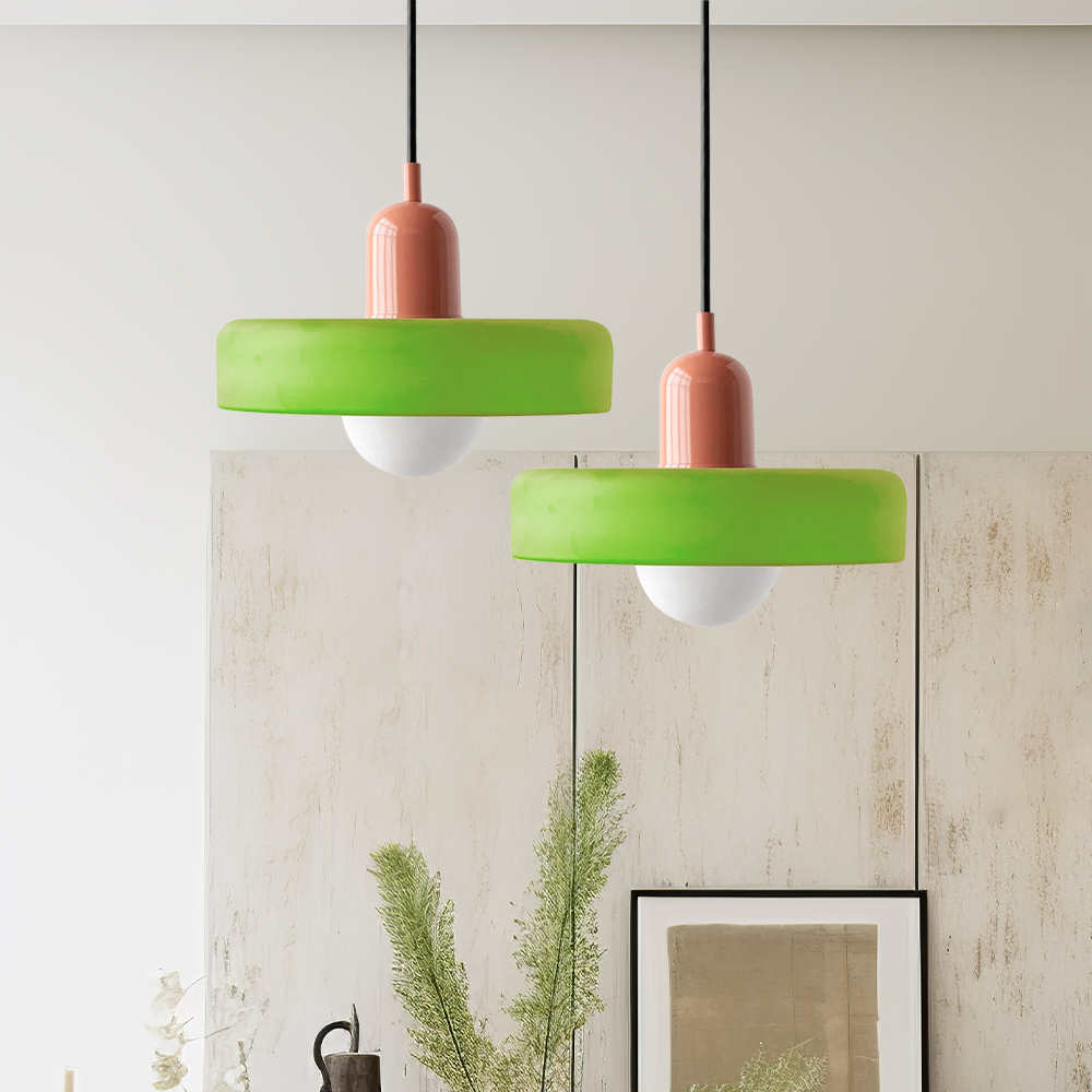 Bauhaus Colored Glass Pendant Light – Retro Modern Hanging Lighting