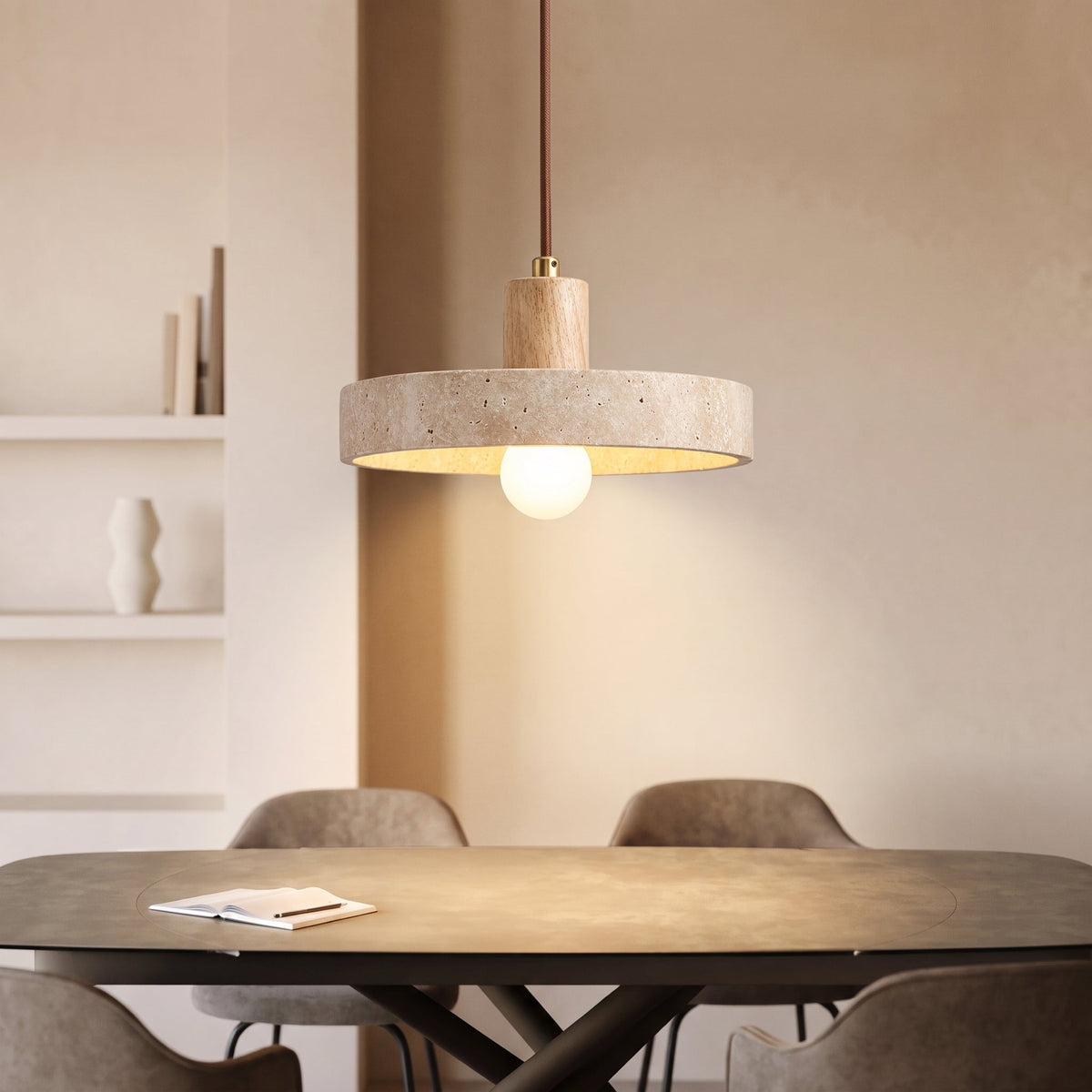 Travertine Stone Pendant Light – Modern Natural Hanging Lighting