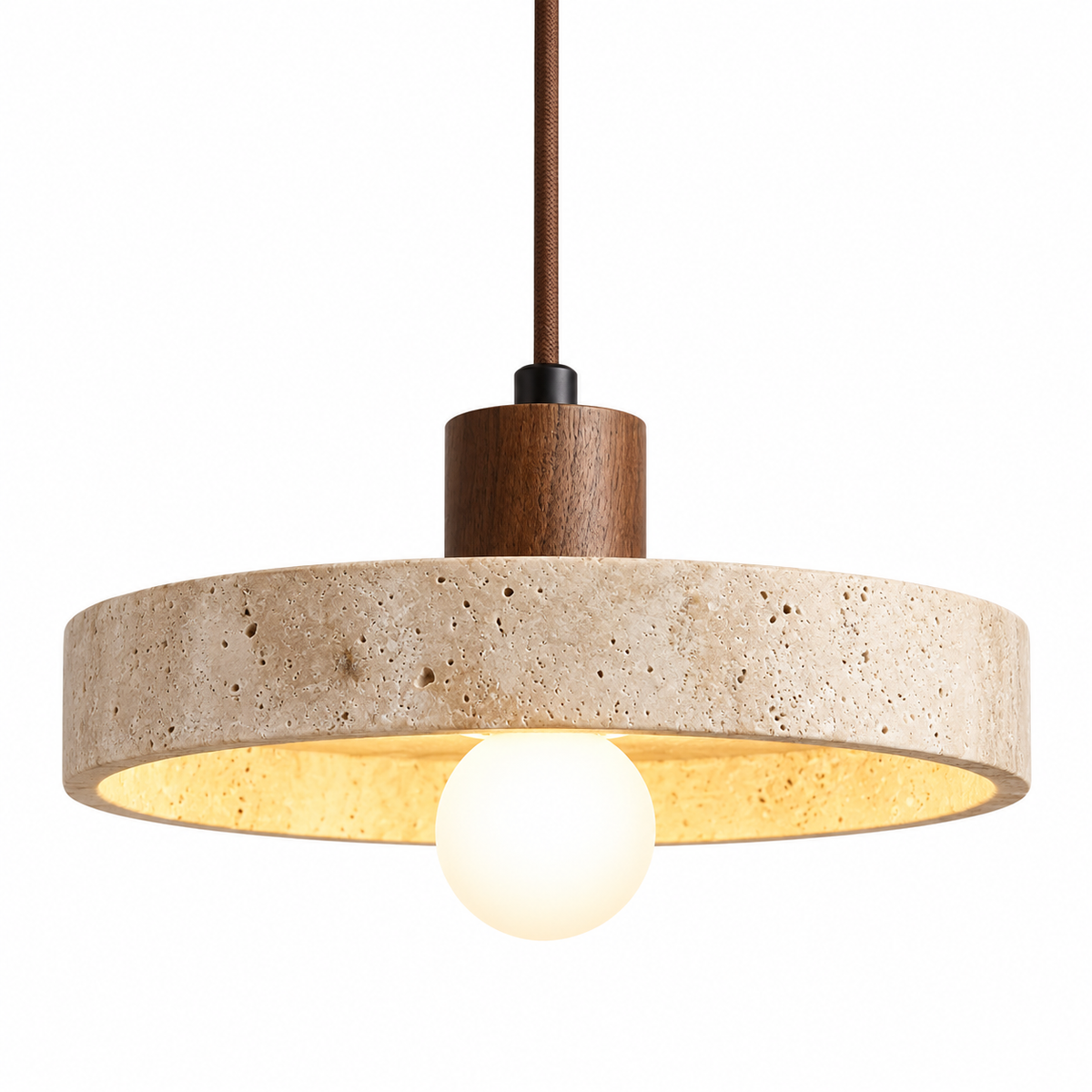 Travertine Stone Pendant Light – Modern Natural Hanging Lighting
