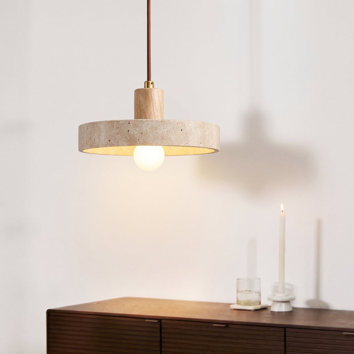 Travertine Stone Pendant Light – Modern Natural Hanging Lighting