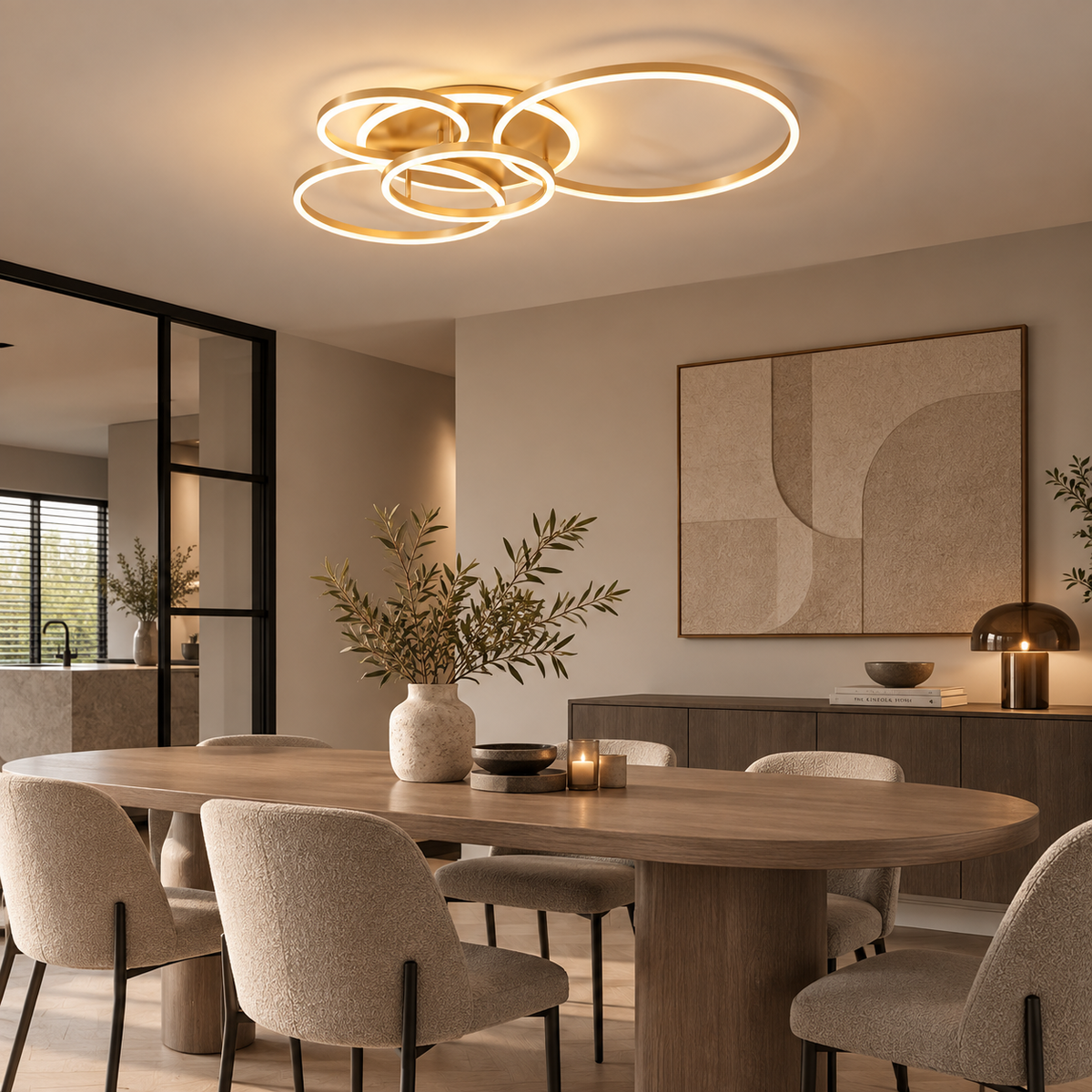 Gold Interlocking Ring Ceiling Light – Geometric LED Lighting