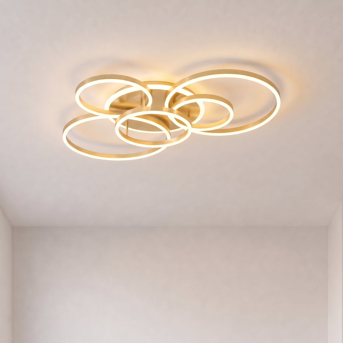 Gold Interlocking Ring Ceiling Light – Geometric LED Lighting