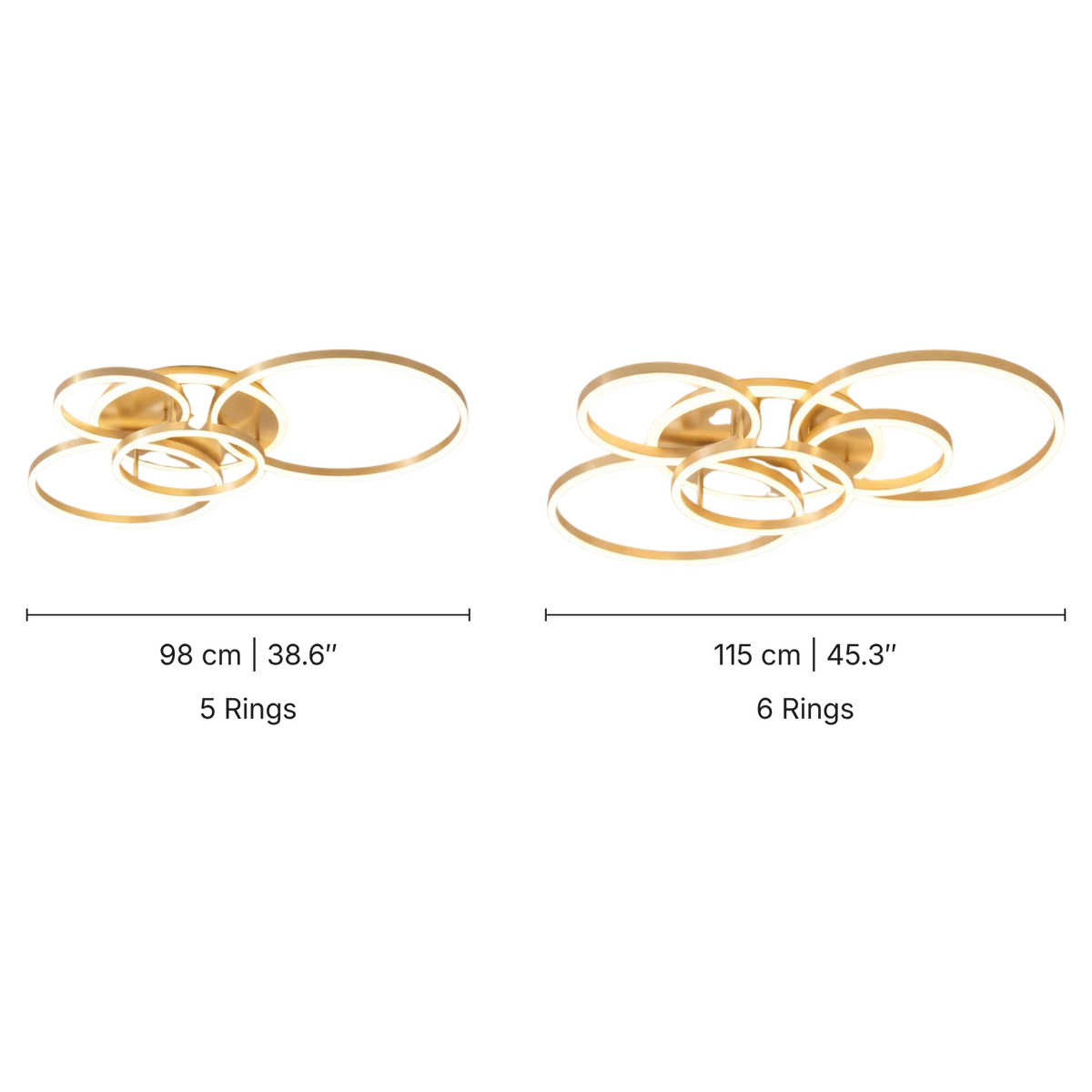 Gold Interlocking Ring Ceiling Light – Geometric LED Lighting