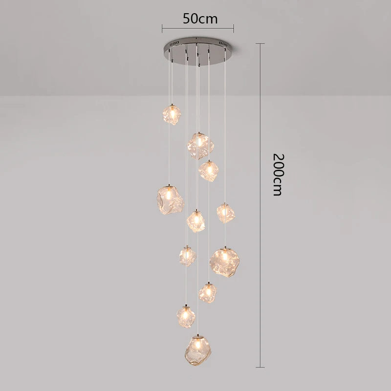 Nordic Villa Staircase Chandelier – Modern Glass Pendant Lighting