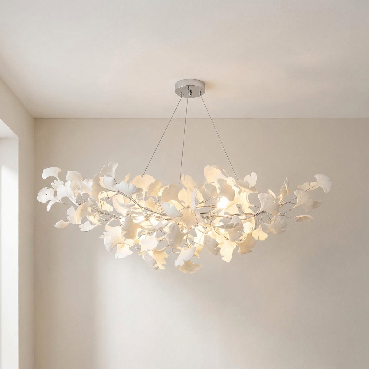 Ginkgo Chandelier – Elegant Floral Ceramic Lighting