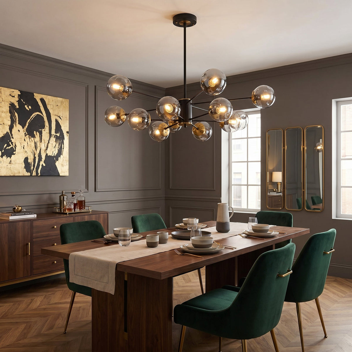 Ida Scandinavian Chandelier – Modern Glass Globe Lighting