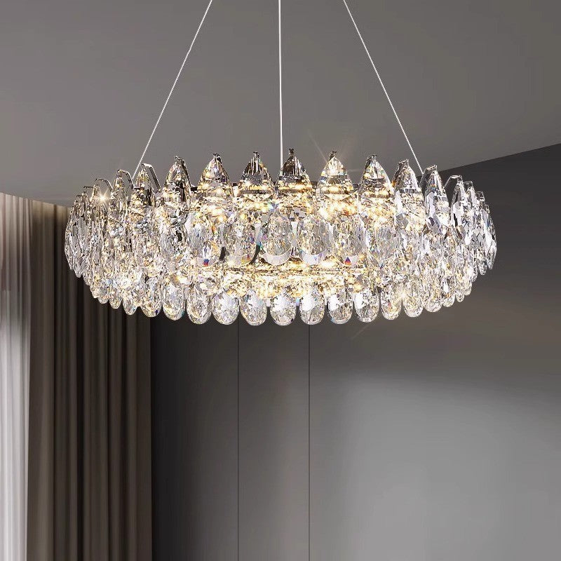 Tiered Crystal Ring Chandelier – Elegant LED Hanging Lighting