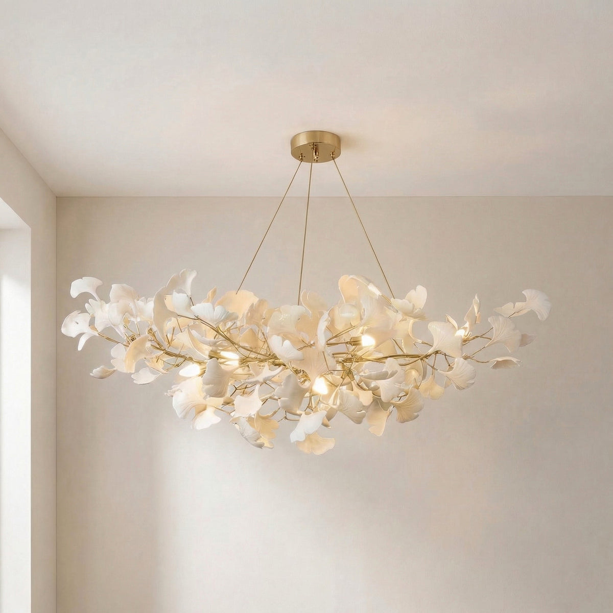 Ginkgo Chandelier – Elegant Floral Ceramic Lighting