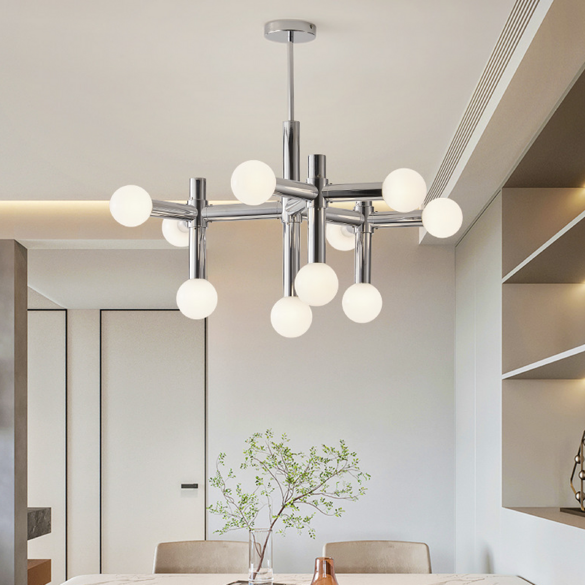 Modern Globe Chandelier – Contemporary Metal and Glass Lighting