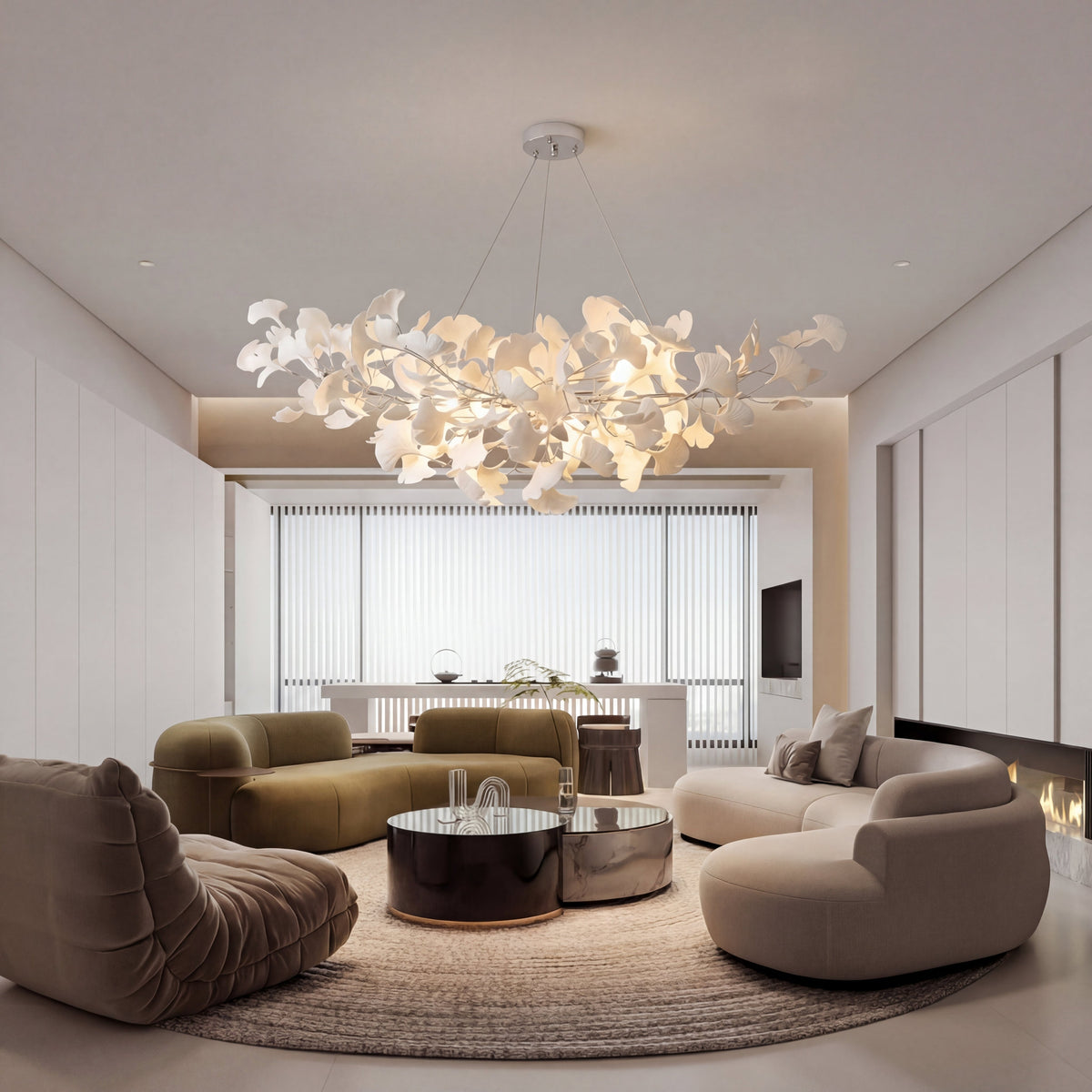 Ginkgo Chandelier – Elegant Floral Ceramic Lighting