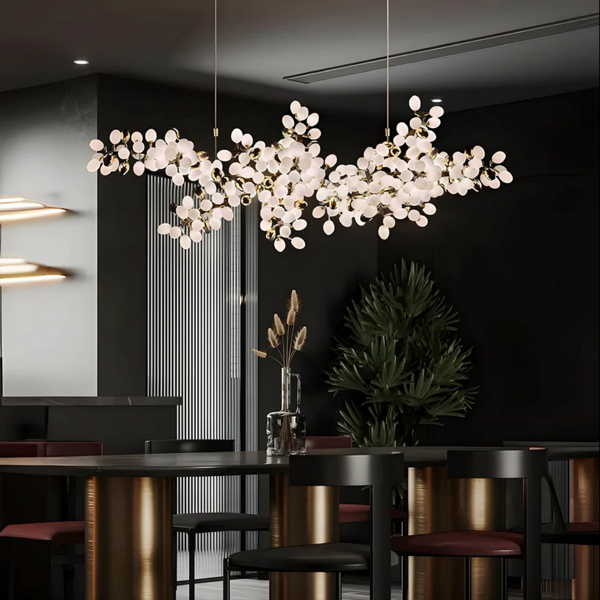Branching Floral Chandelier – Sculptural Crystal LED Lighting