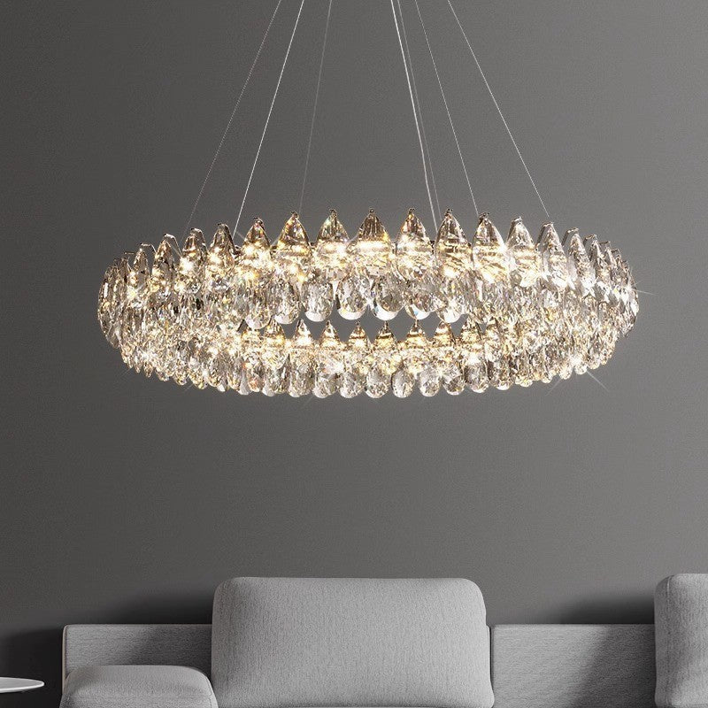 Tiered Crystal Ring Chandelier – Elegant LED Hanging Lighting