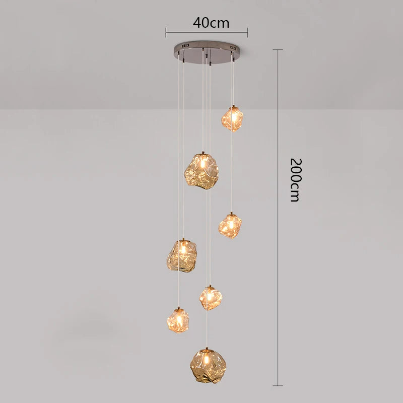 Nordic Villa Staircase Chandelier – Modern Glass Pendant Lighting
