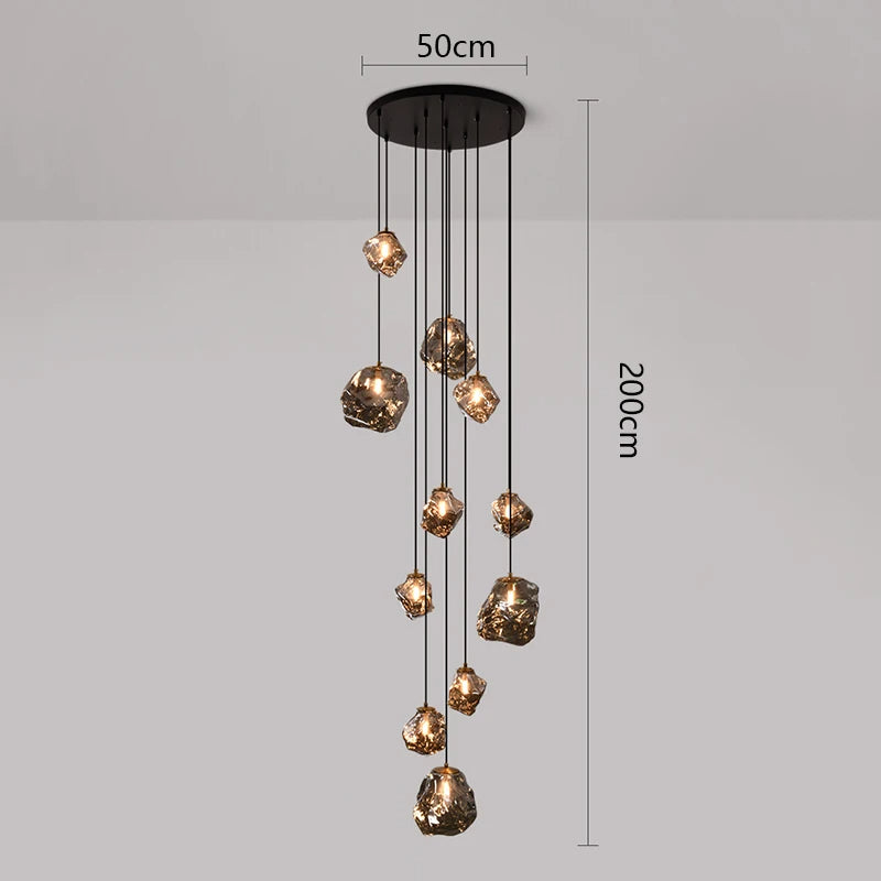 Nordic Villa Staircase Chandelier – Modern Glass Pendant Lighting