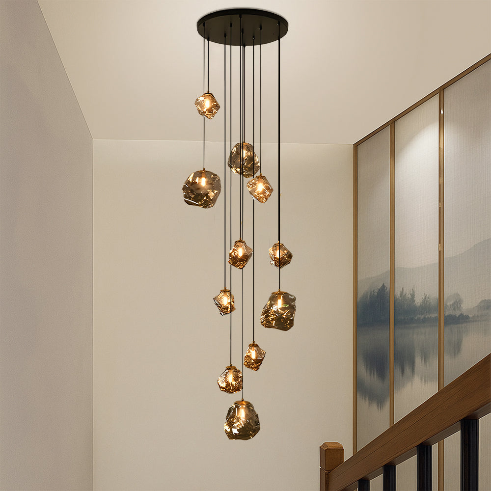 Nordic Villa Staircase Chandelier – Modern Glass Pendant Lighting