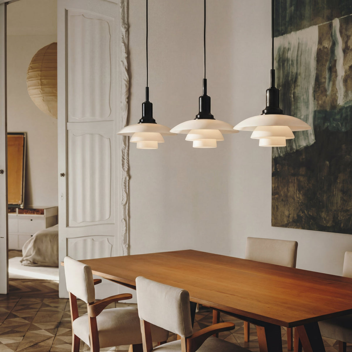 2/3-Head Danish Pendant Light – Modern Layered Glass Lighting