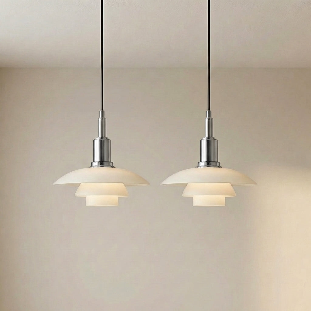 2/3-Head Danish Pendant Light – Modern Layered Glass Lighting