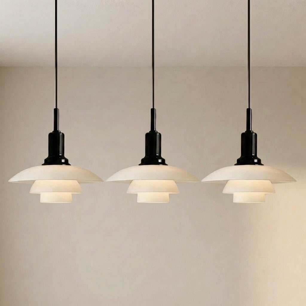 2/3-Head Danish Pendant Light – Modern Layered Glass Lighting