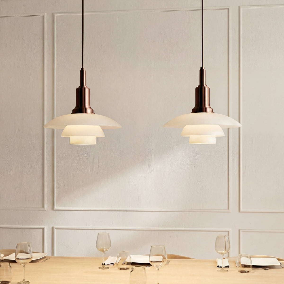 2/3-Head Danish Pendant Light – Modern Layered Glass Lighting
