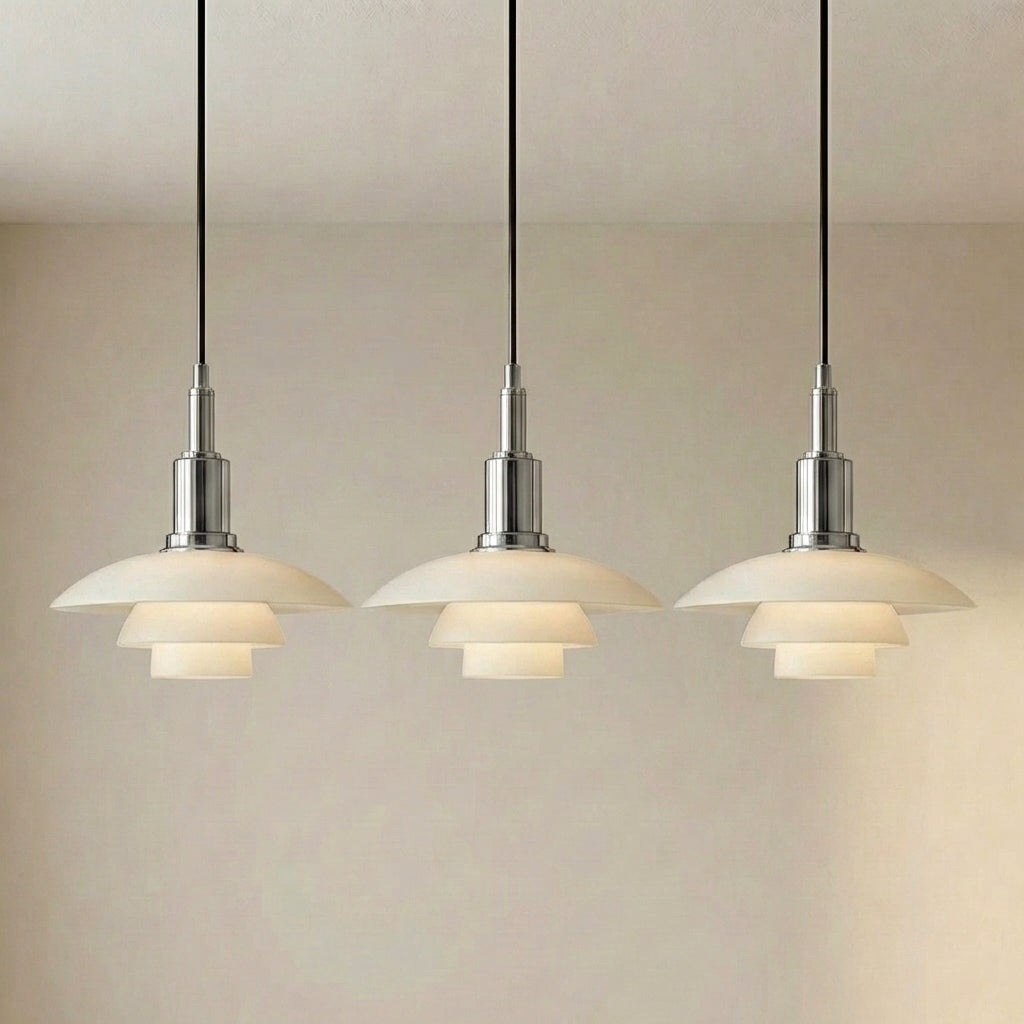 2/3-Head Danish Pendant Light – Modern Layered Glass Lighting