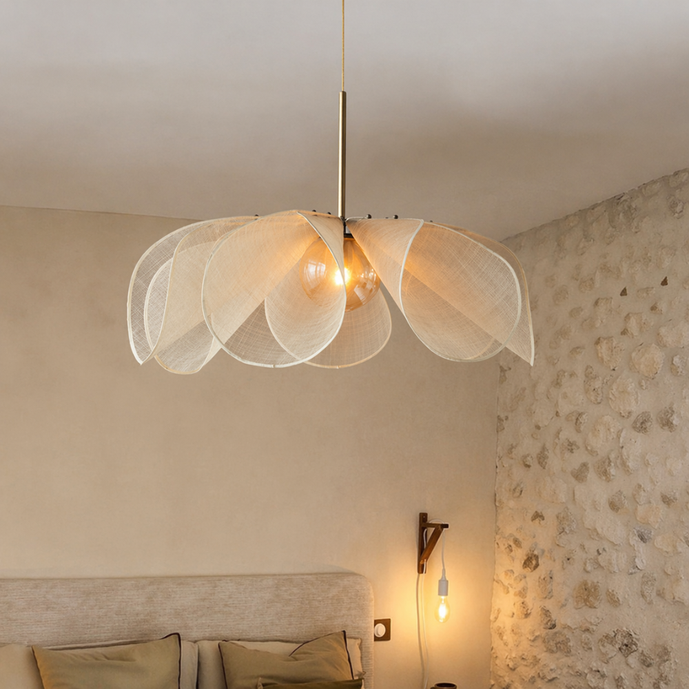 Vintage Fabric Pendant Light – Elegant Floral Inspired Hanging Lighting