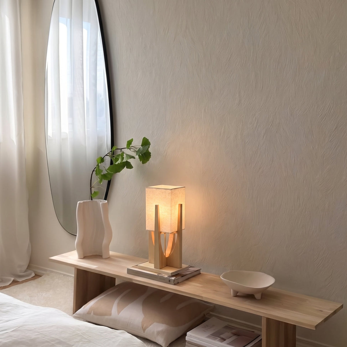 Japanese Style Wabi Sabi Floor Lamp – Minimalist Wooden Lighting