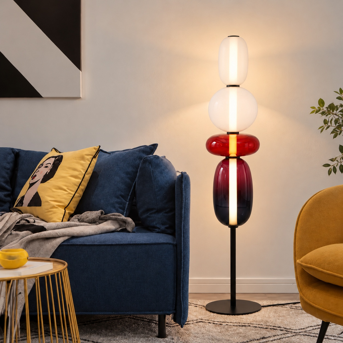 Colorful Stacked Glass Floor Lamp – Sculptural LED Lighting