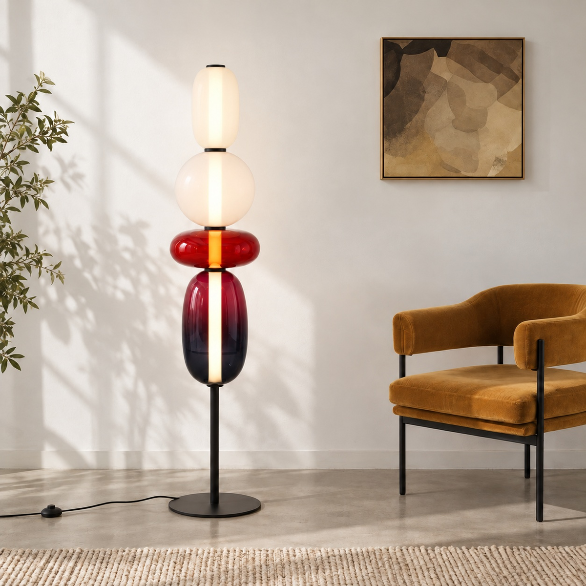 Colorful Stacked Glass Floor Lamp – Sculptural LED Lighting