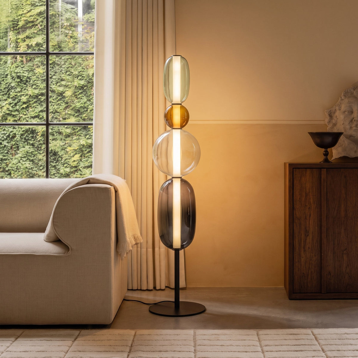 Colorful Stacked Glass Floor Lamp – Sculptural LED Lighting