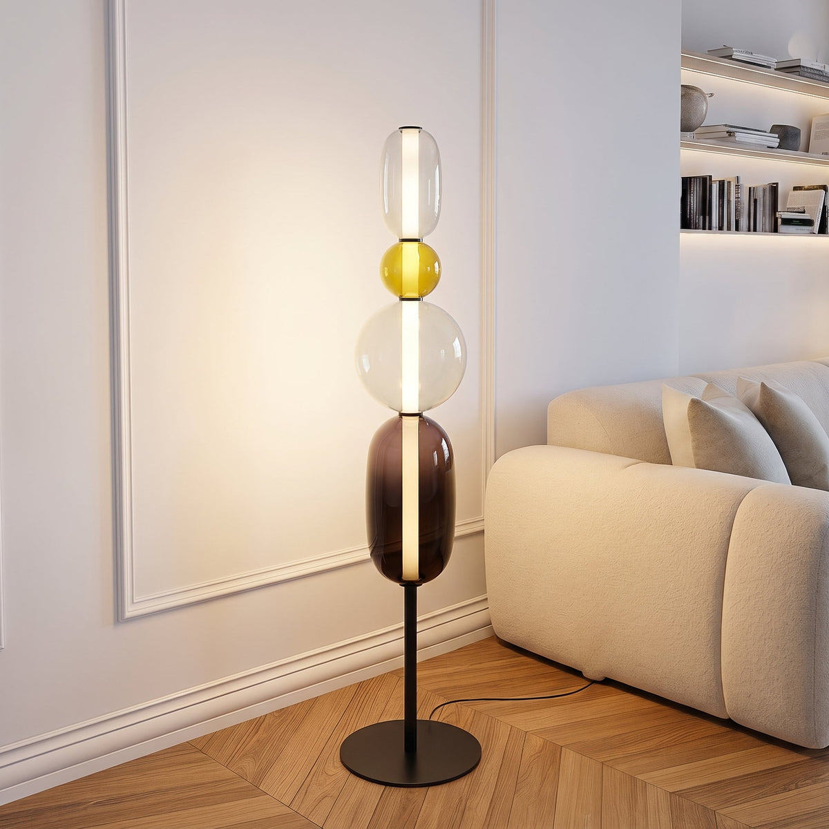 Colorful Stacked Glass Floor Lamp – Sculptural LED Lighting