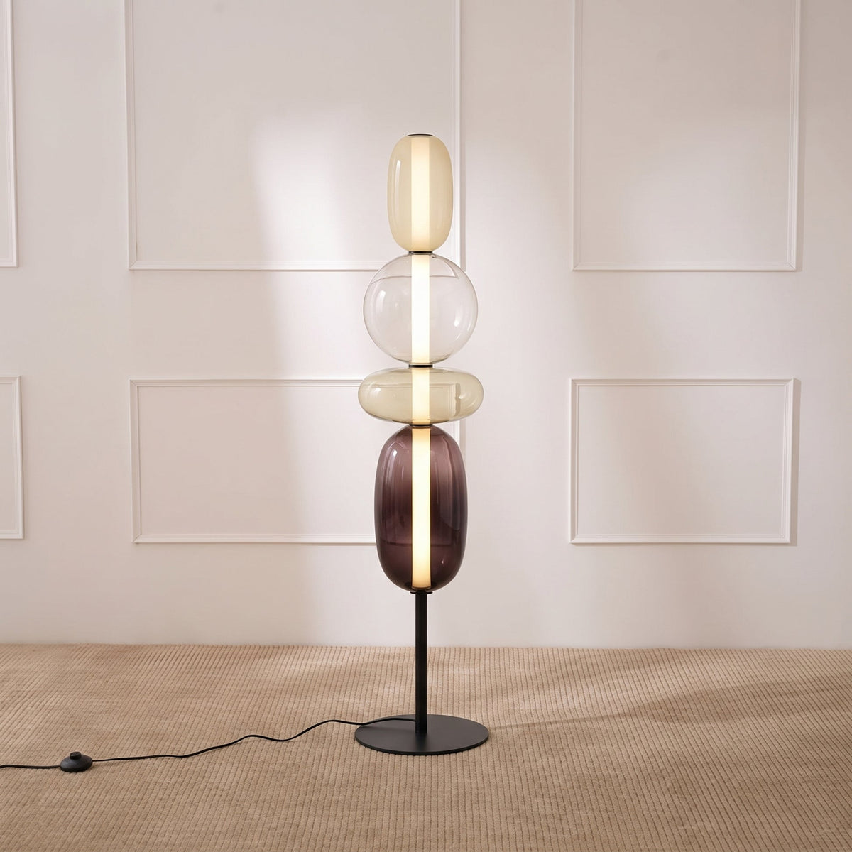 Colorful Stacked Glass Floor Lamp – Sculptural LED Lighting
