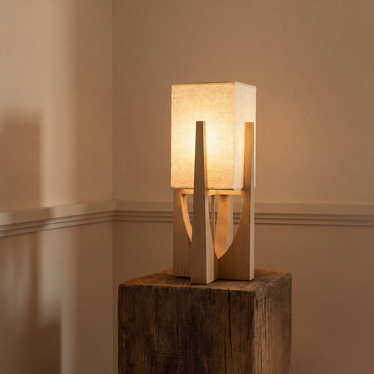 Japanese Style Wabi Sabi Floor Lamp – Minimalist Wooden Lighting