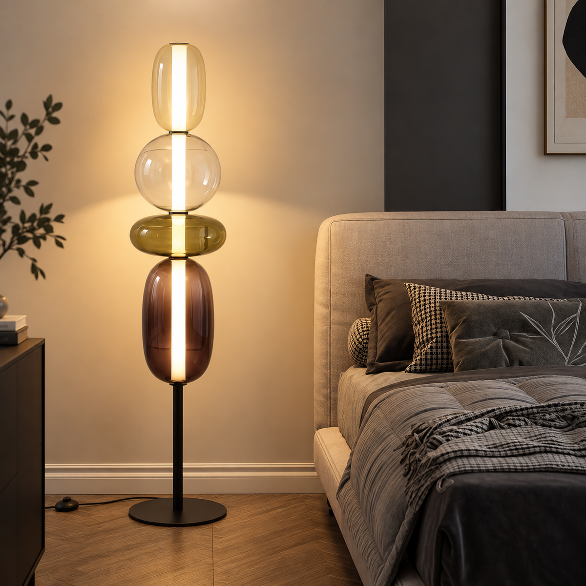 Colorful Stacked Glass Floor Lamp – Sculptural LED Lighting