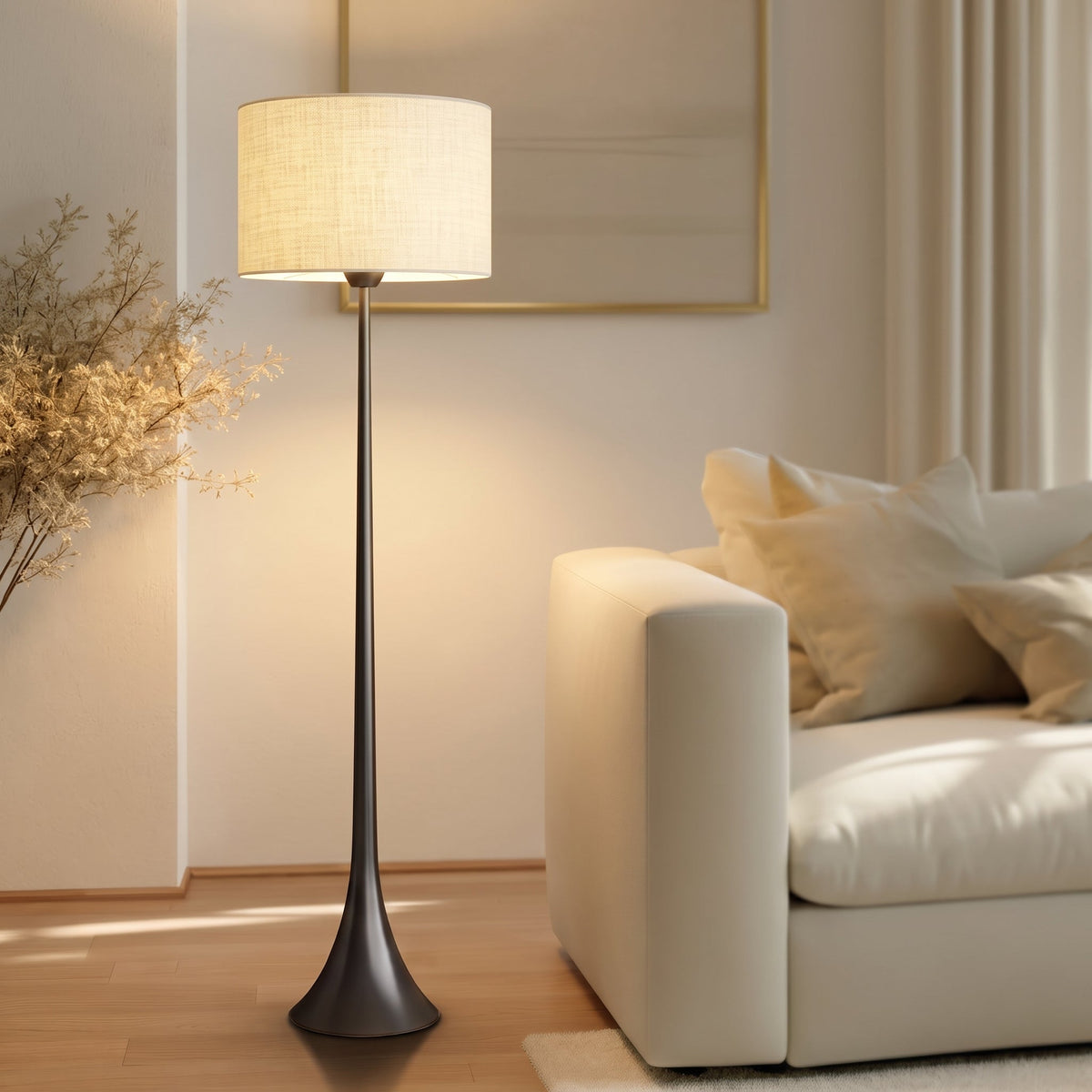 Silk Shade Floor Lamp – Modern Minimalist Standing Lighting