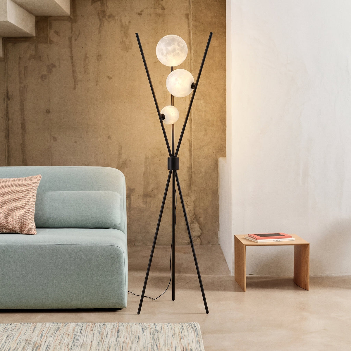 Contemporary Sculptural Moon Globe LED Floor Lamp
