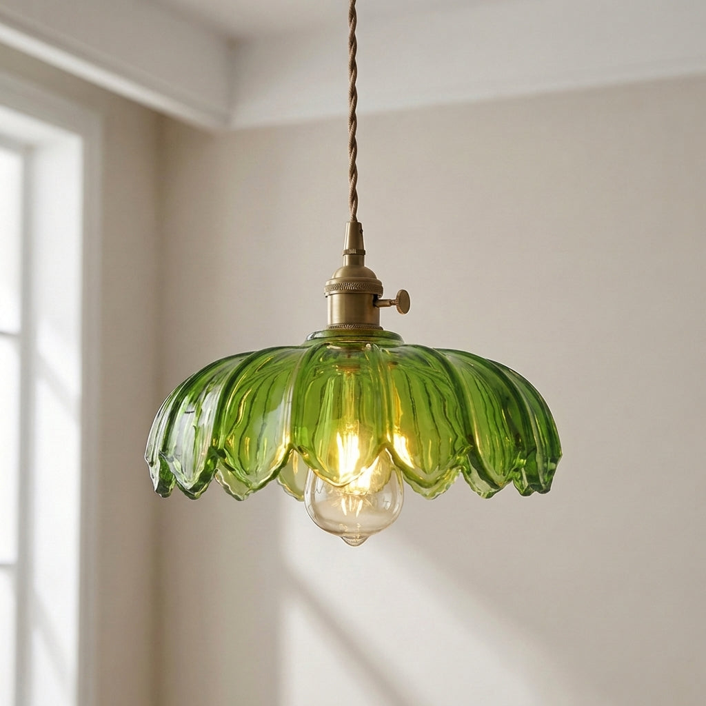 Glass Flower Pendant Light – Vintage Floral Glass Lighting