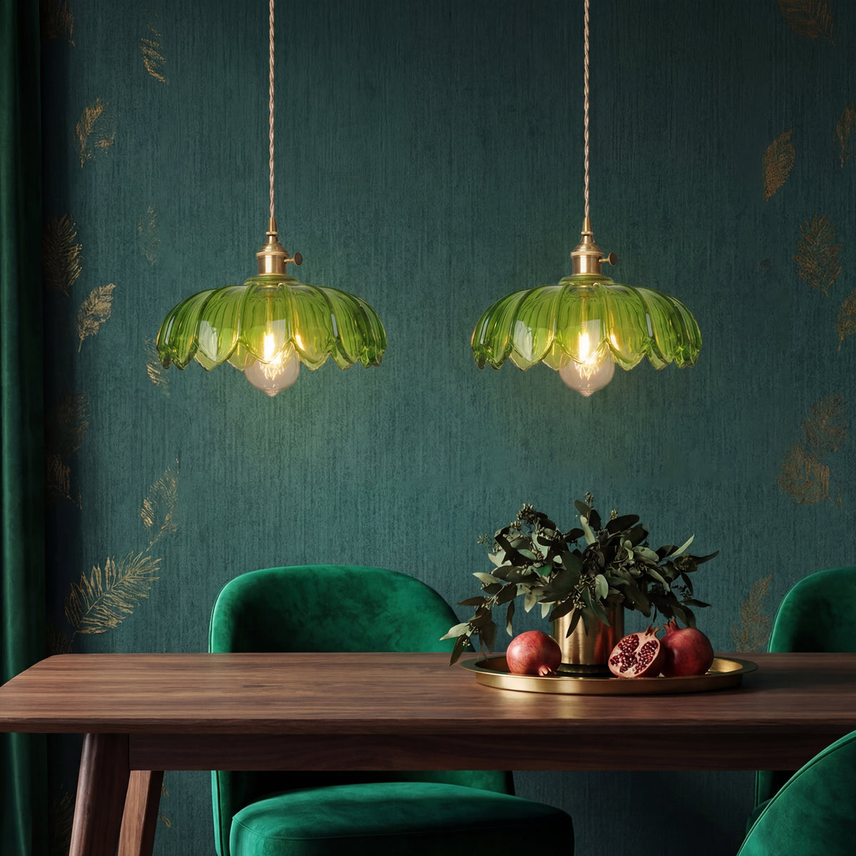 Glass Flower Pendant Light – Vintage Floral Glass Lighting