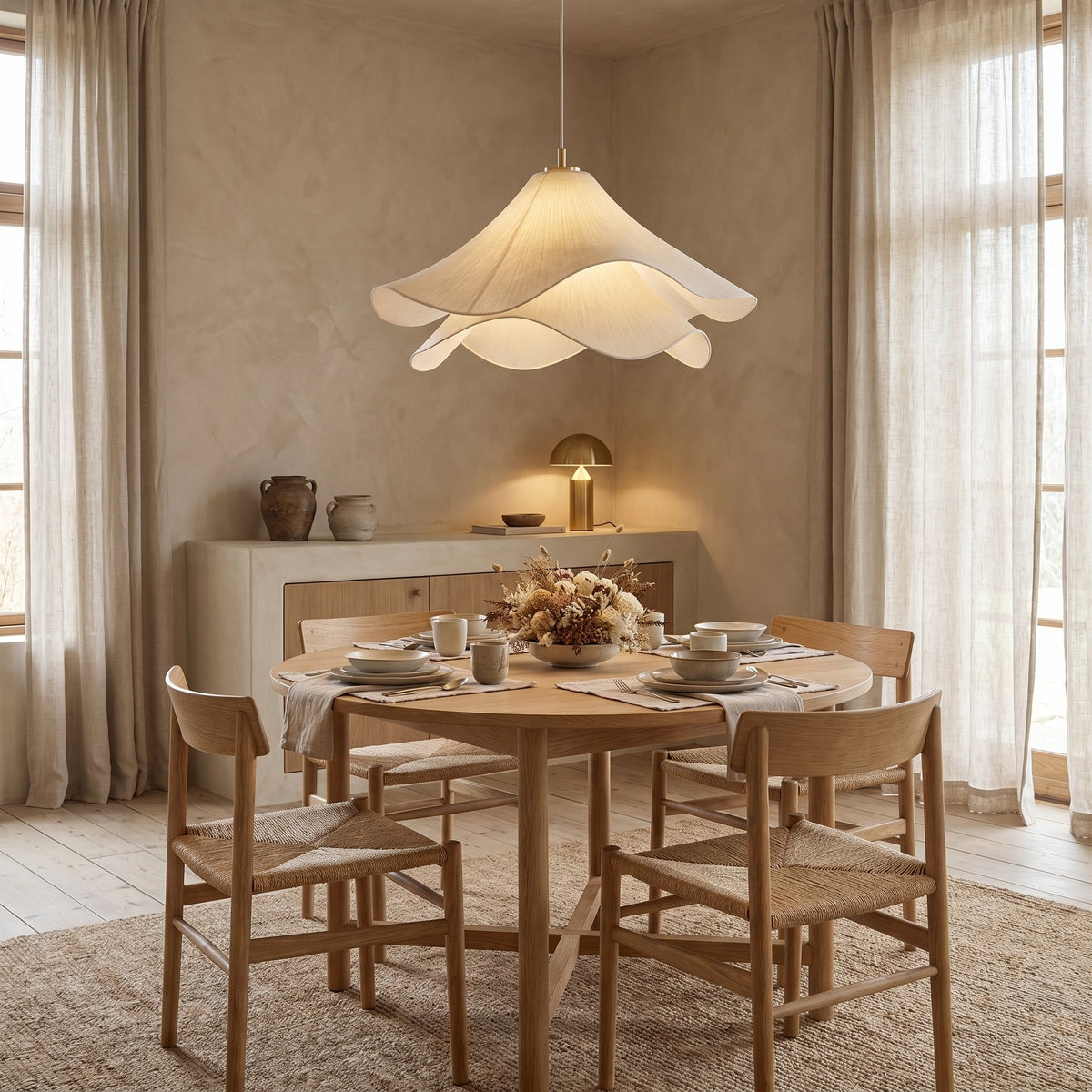 Flower Fabric Pendant Light – Elegant Sculptural Hanging Lighting