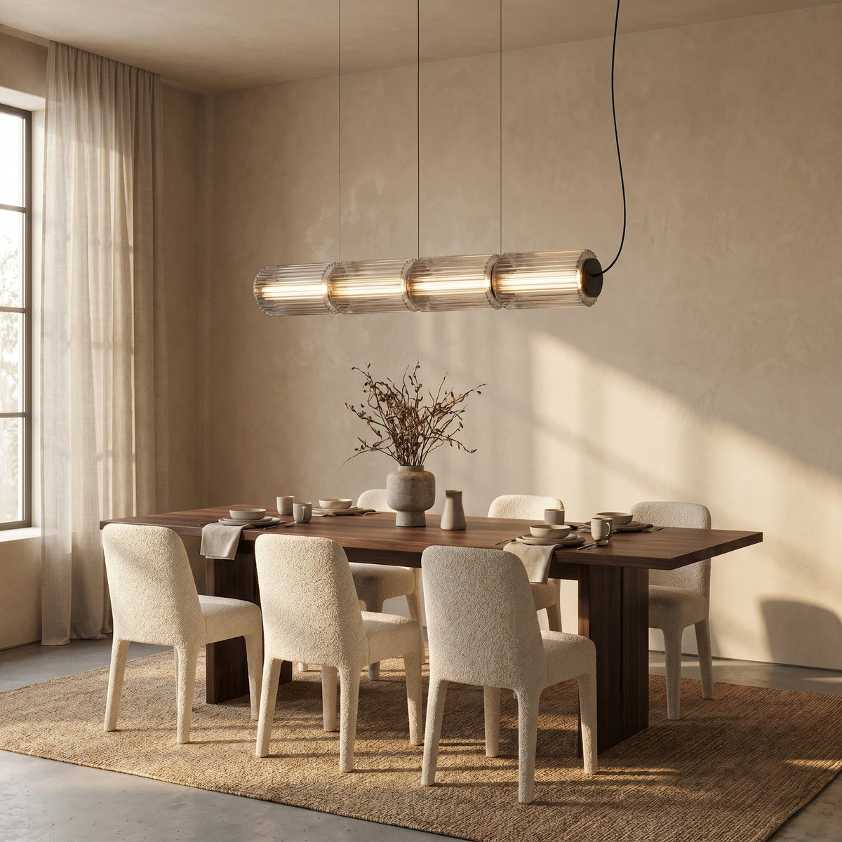 Cylinder Glass Pendant Light – Modern Linear Hanging Lighting