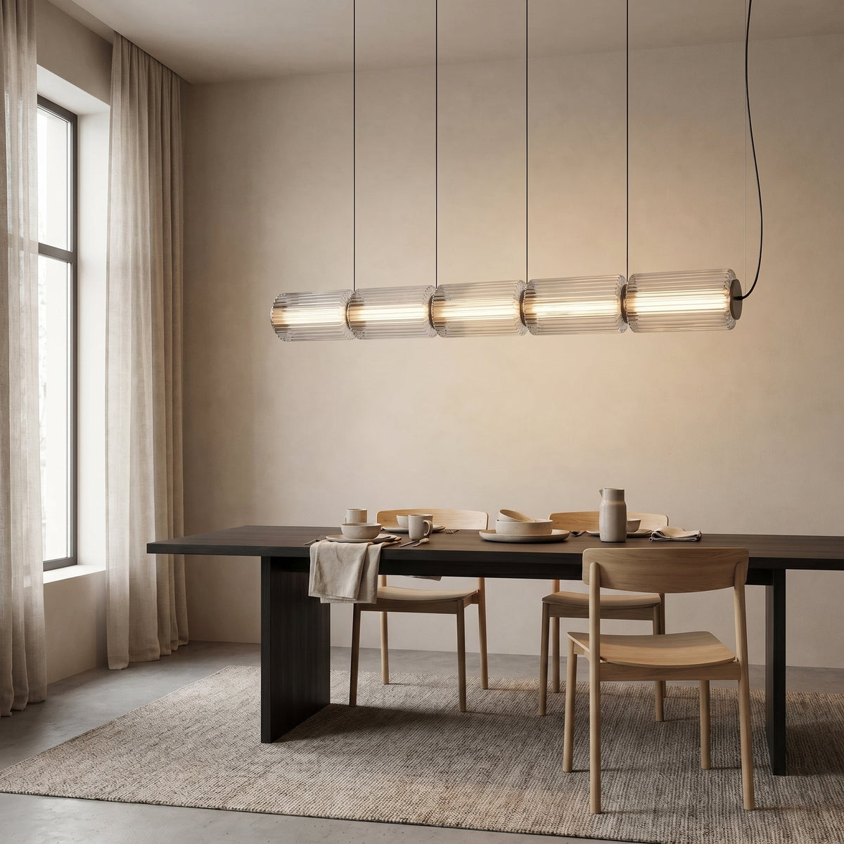Cylinder Glass Pendant Light – Modern Linear Hanging Lighting