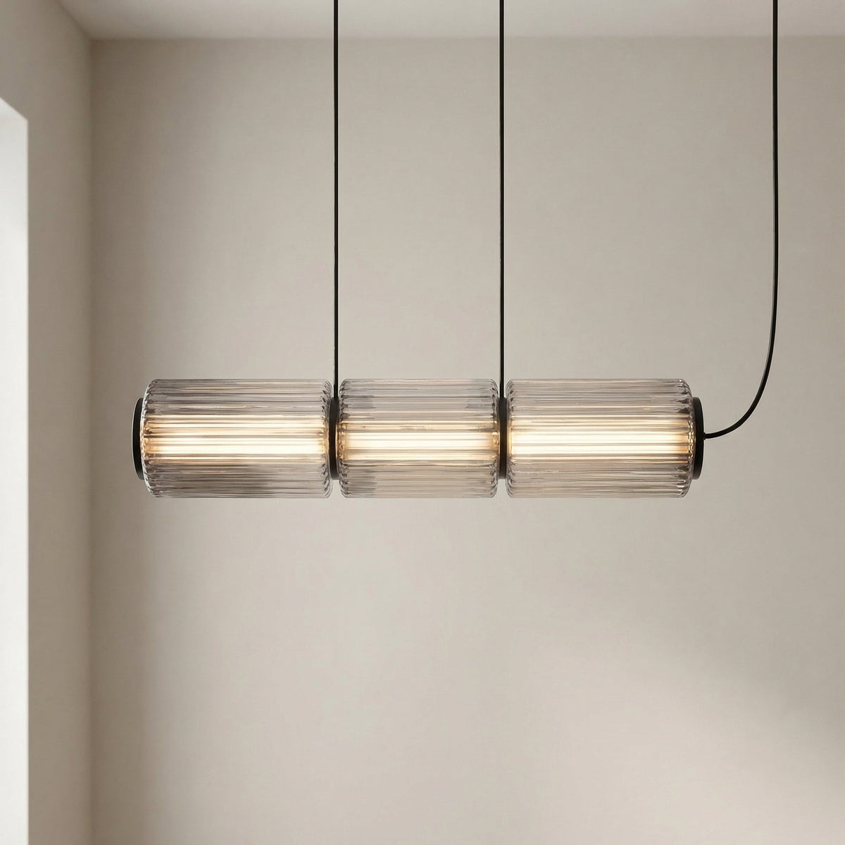 Cylinder Glass Pendant Light – Modern Linear Hanging Lighting