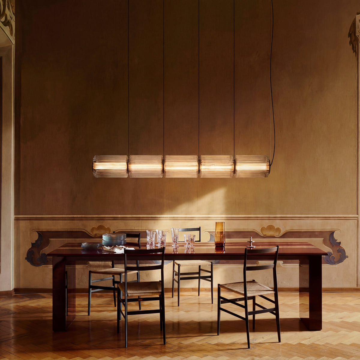 Cylinder Glass Pendant Light – Modern Linear Hanging Lighting