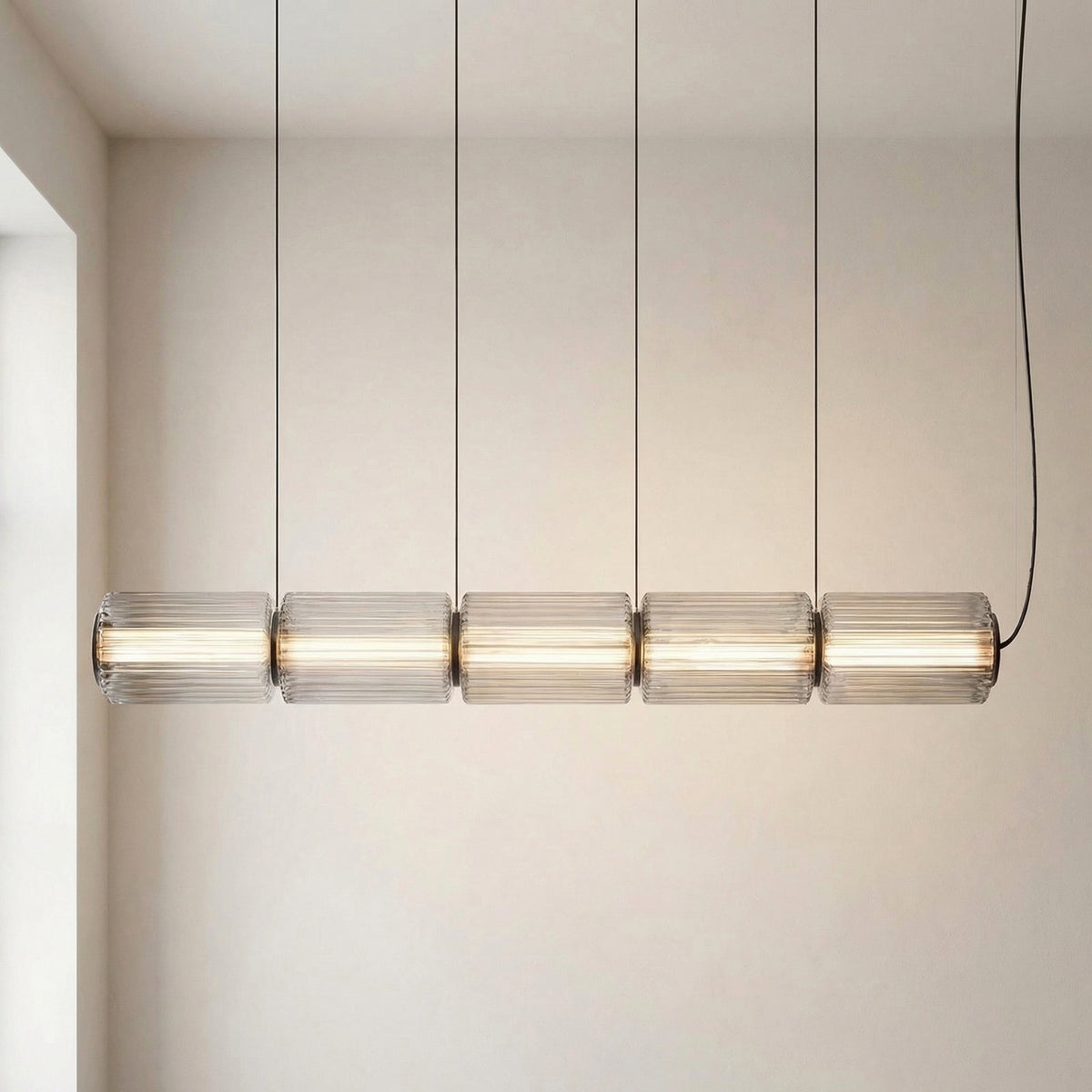 Cylinder Glass Pendant Light – Modern Linear Hanging Lighting