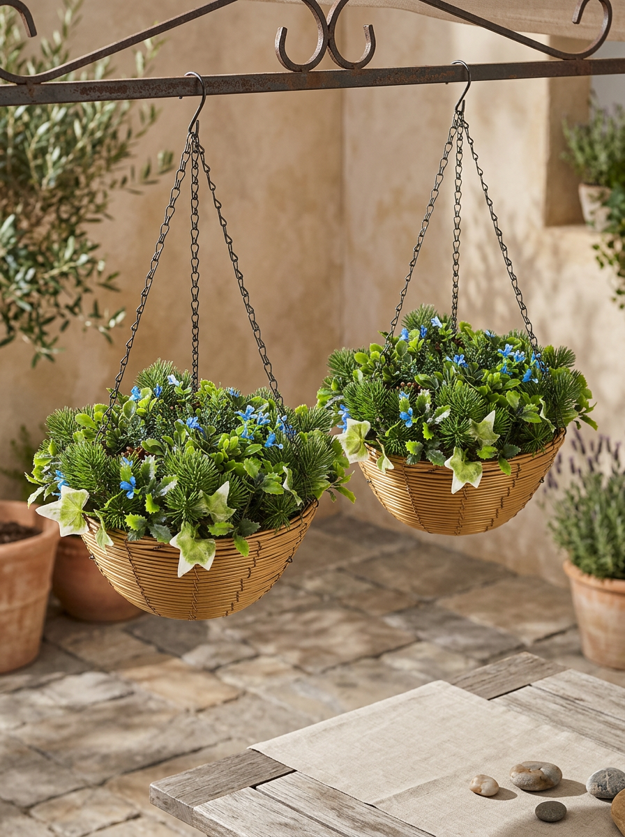 Hanging Planters Basket Set of 2 Outdoor Terrace | Chain